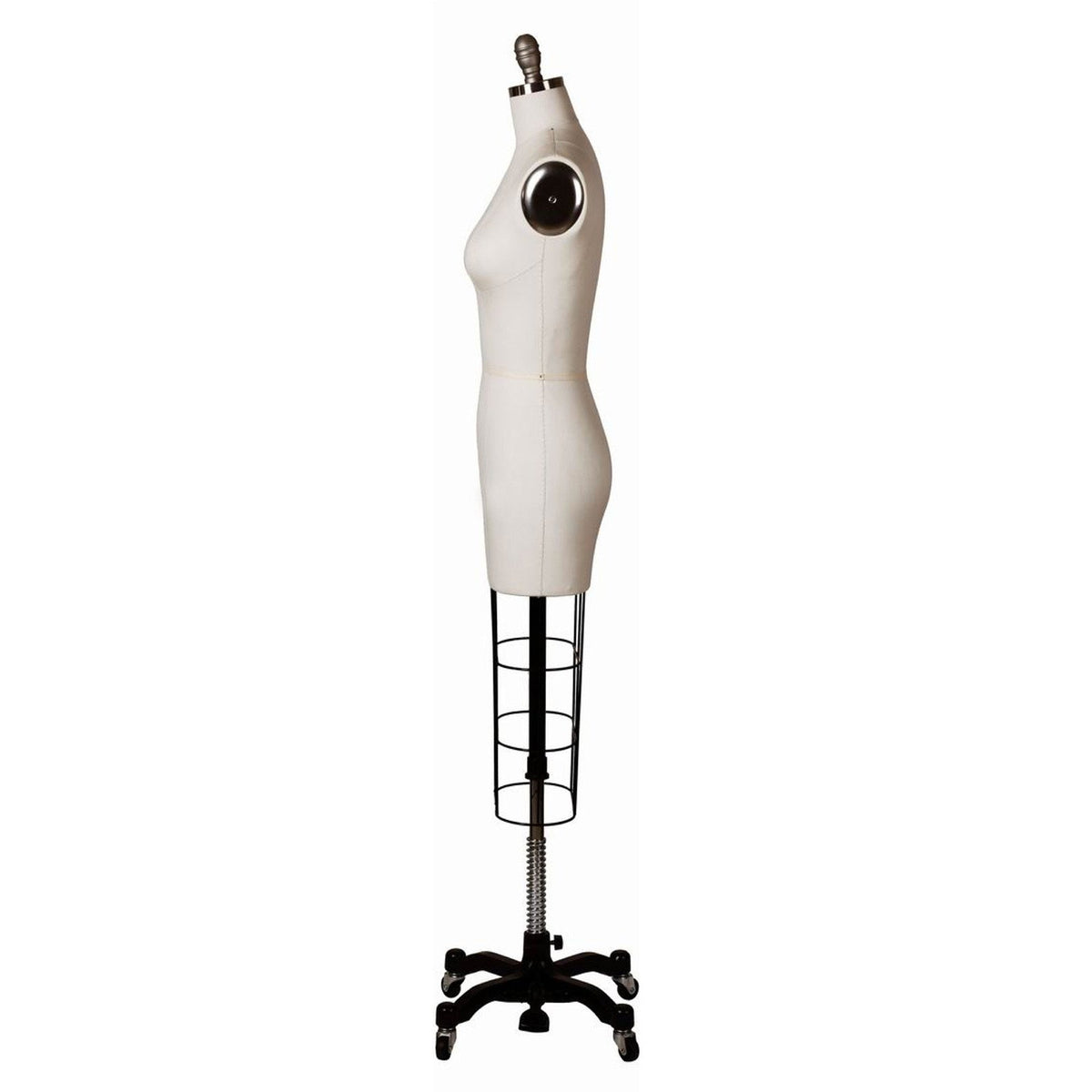 Female Professional Dress Form with Non-Collapsible Shoulders, side view of the female professional dress form with non-collapsible shoulders, sewing mannequin, seamstress mannequin, half body female professional dress form