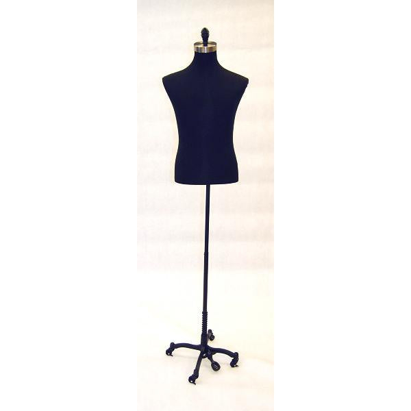 Male Display Dress Form on Black Rolling Base Male Display Dress Form on Black Rolling Base