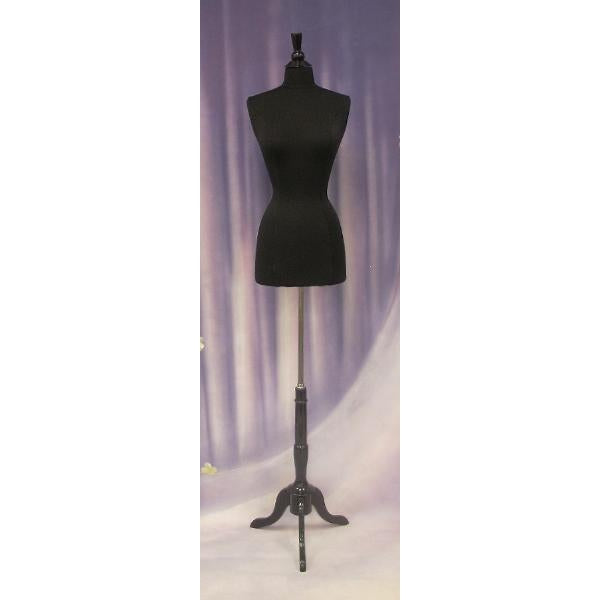 black dress mannequin Female Dress Form with Black Rolling Base 6/8 / White