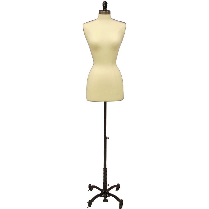 Female Display Dress Form on Black Rolling Base