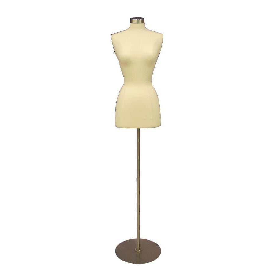 Female Display Dress Form on Round Metal Base, Size 2-4 display form, sewing mannequin, seamstress mannequin, Off white bust form 