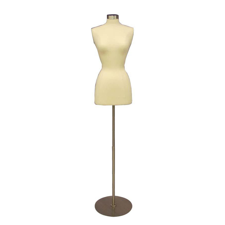 Female Display Dress Form on Round Metal Base