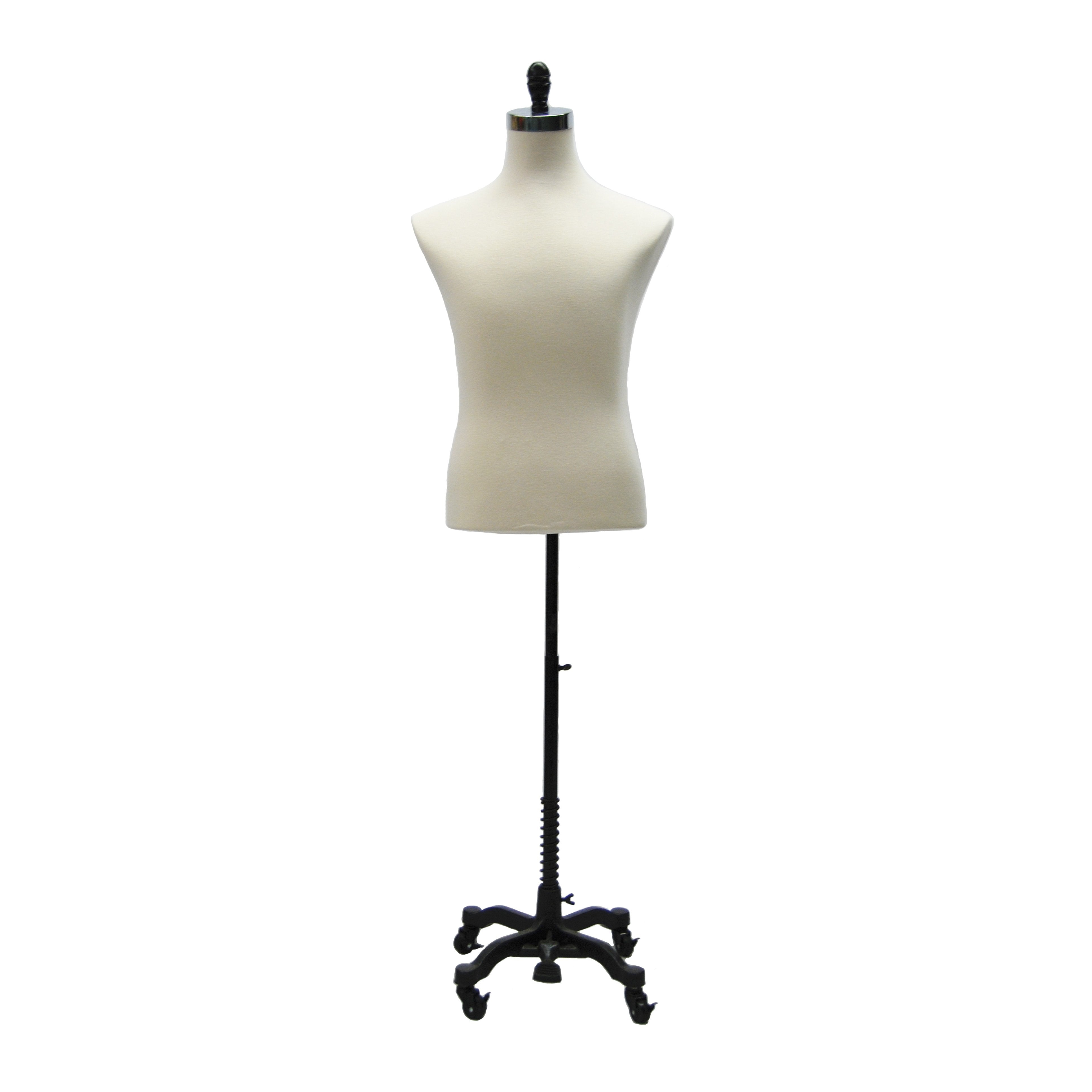 Male Display Dress Form on Black Rolling Base Male Display Dress Form on Black Rolling Base